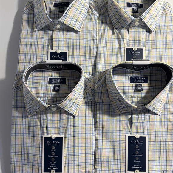 Club Room Men's Regular Fit Aldo Plaid Dress Shirt Yellow Blue new /PICK SIZE - Picture 7 of 8